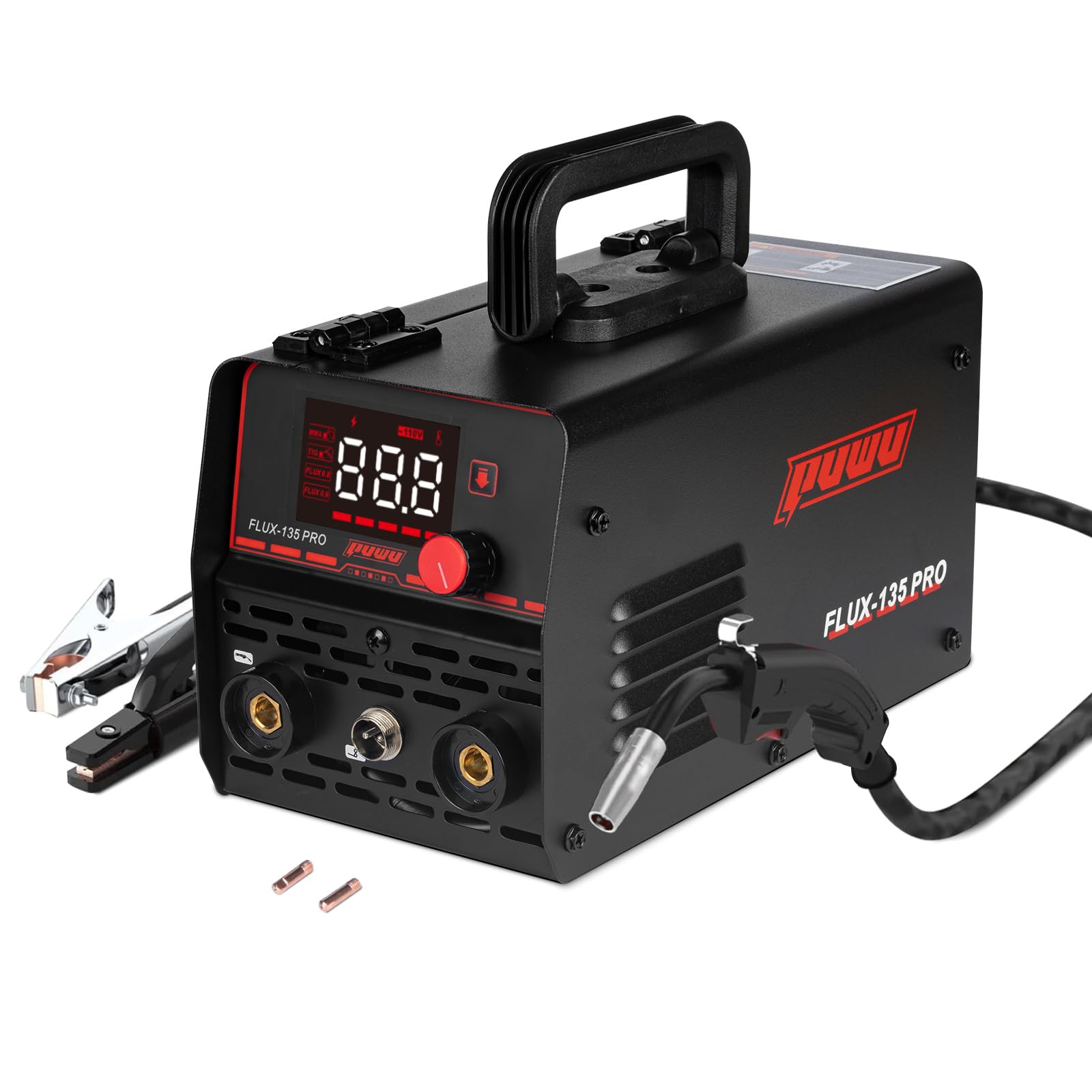 PUWU 135A 110V MIG Welder,Flux Core Gasless MIG/Lift TIG/Stick 3